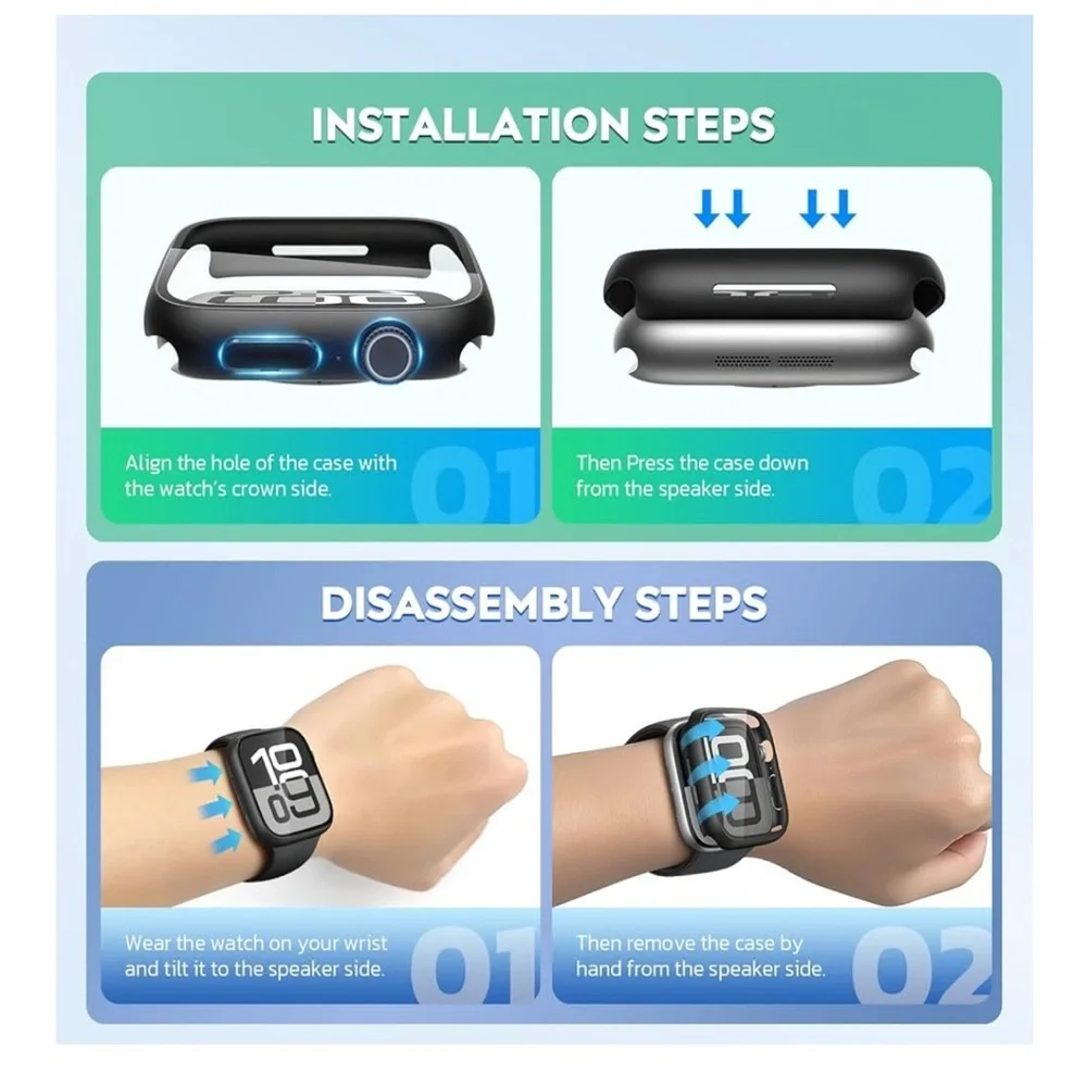 Misxi 2 Pack Tempered Glass Case for Apple Watch 42mm